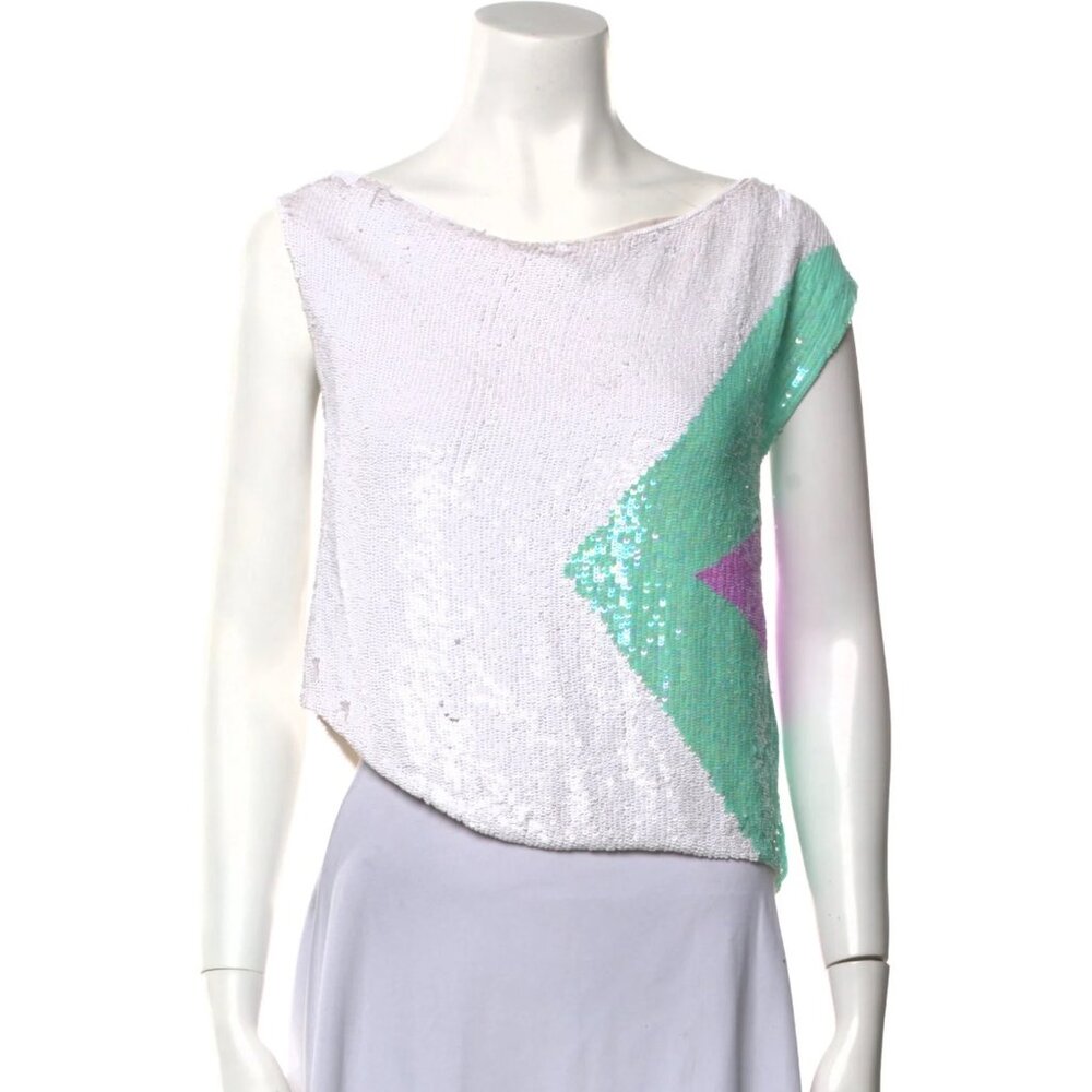 Retrofête — Sequin Colorblock Crop Top — Size S